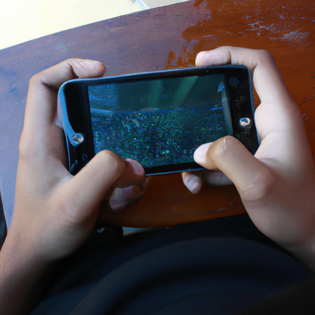 Person playing mobile video game