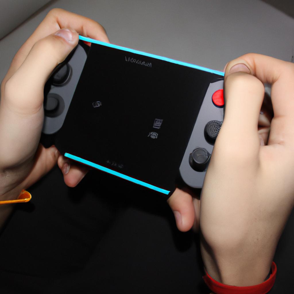 Person playing Nintendo Switch console