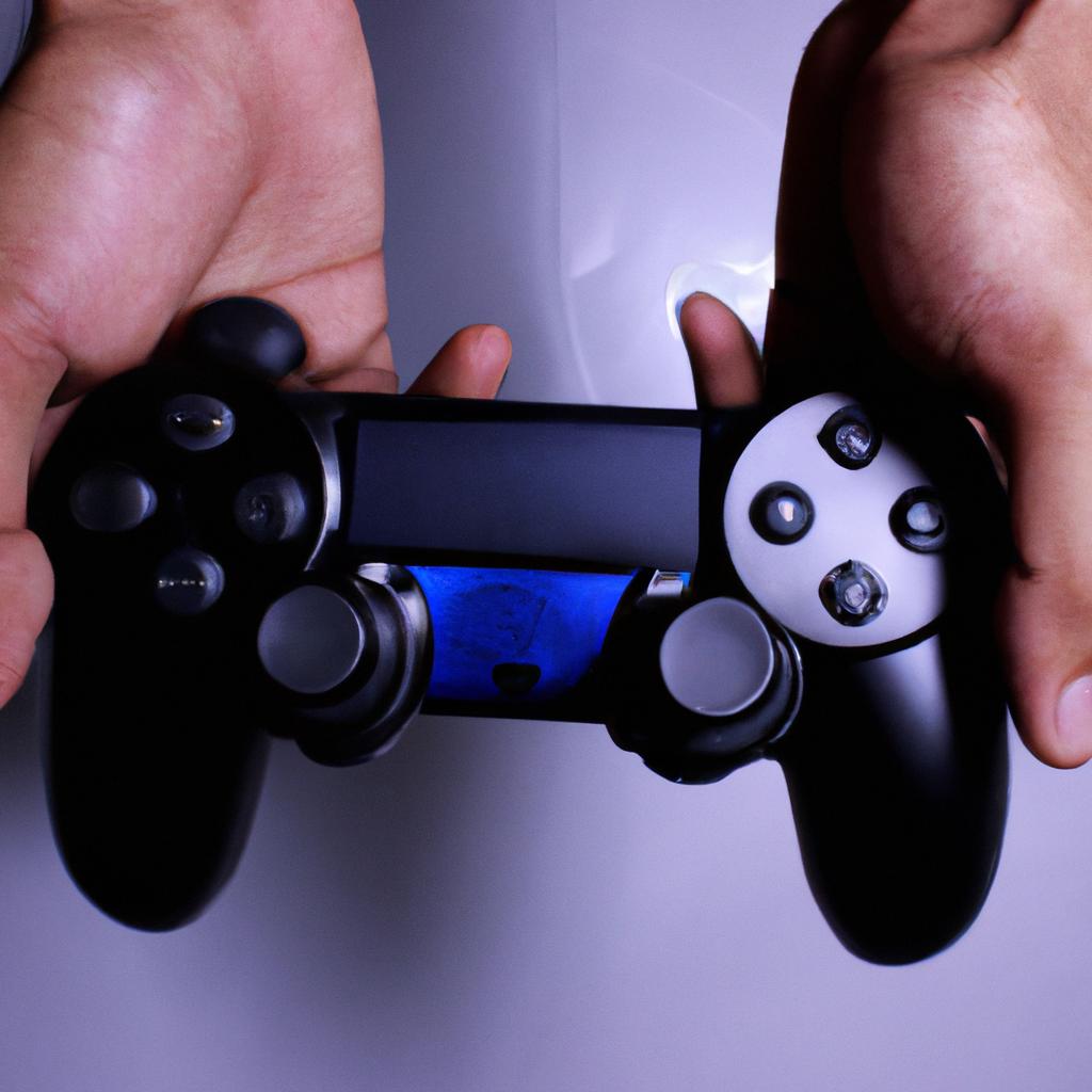 Person holding Playstation 5 controller